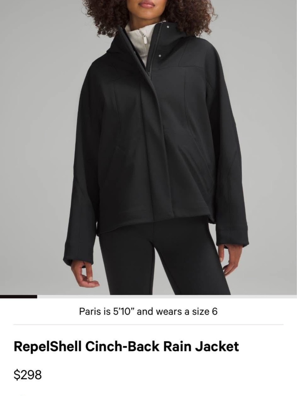 Lululemon women's coat jacket black
RepelShell Cinch-Back Rain
Jacket